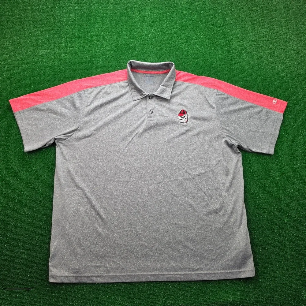 Georgia Bulldogs Champion Performance Polo Shirt Mens 2XL Gray Red NCAA Golf